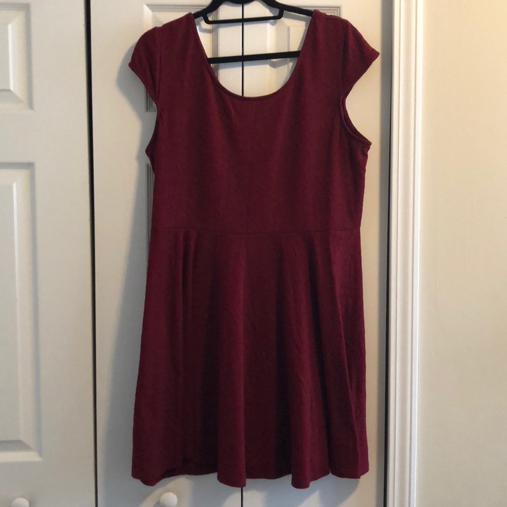 Maroon fit and flare dress